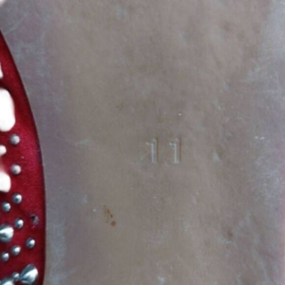 Jeffery Campbell MARTINI Loafers Red Suede Silver Studs  Size 11 - Picture 7 of 10